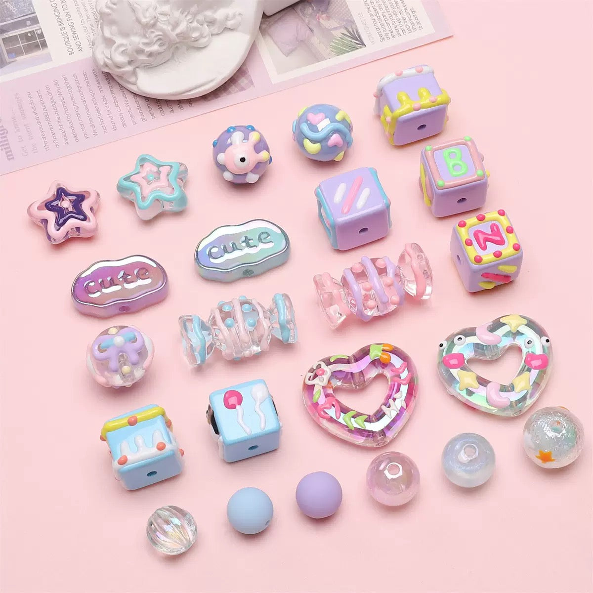 Acrylic Beads Lucky Bags - Open in Live - for Beaded Pen Chain DIY